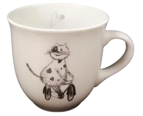 Hrnek B3 - číča na kole